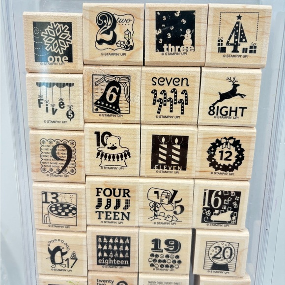 27Piece Lot Wooden Mounted Rubber Stamps Christmas Holiday Large Small Navidad - Picture 6 of 8